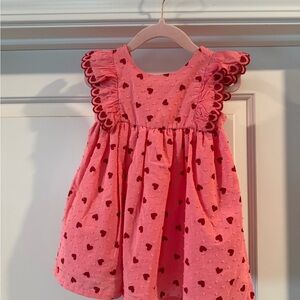 Isaac Mizrahi Pink Heart Dress with Ruffled Sleeves